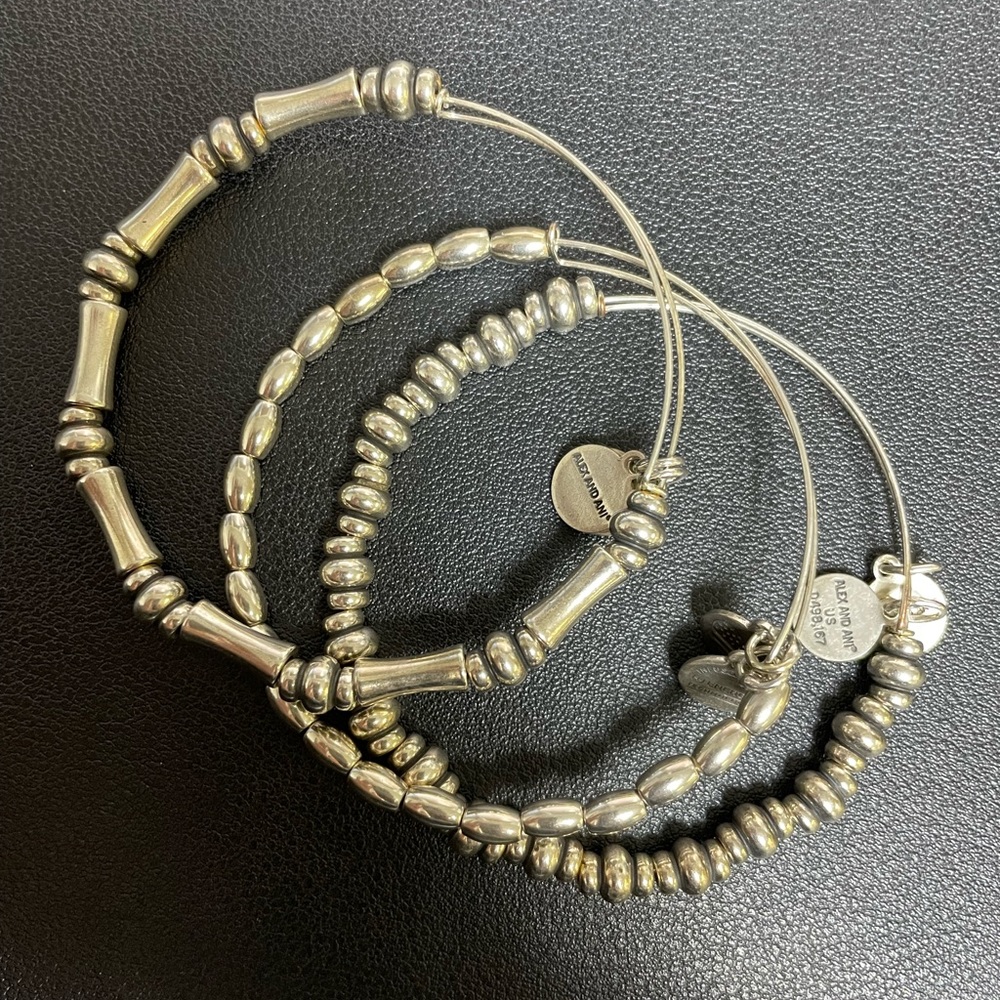 Beaded Alex & Ani bracelets in silver